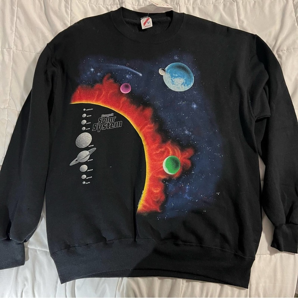 Solar System Sweatshirt Vintage 90s XL Outer Space All Over Print Made In USA